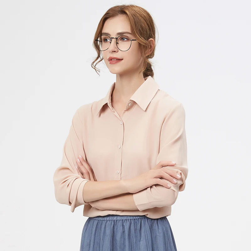 Loose Solid Color Chiffon Long-Sleeve Blouse
