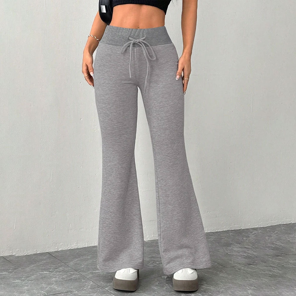 Slim Lace-Up Solid Trousers