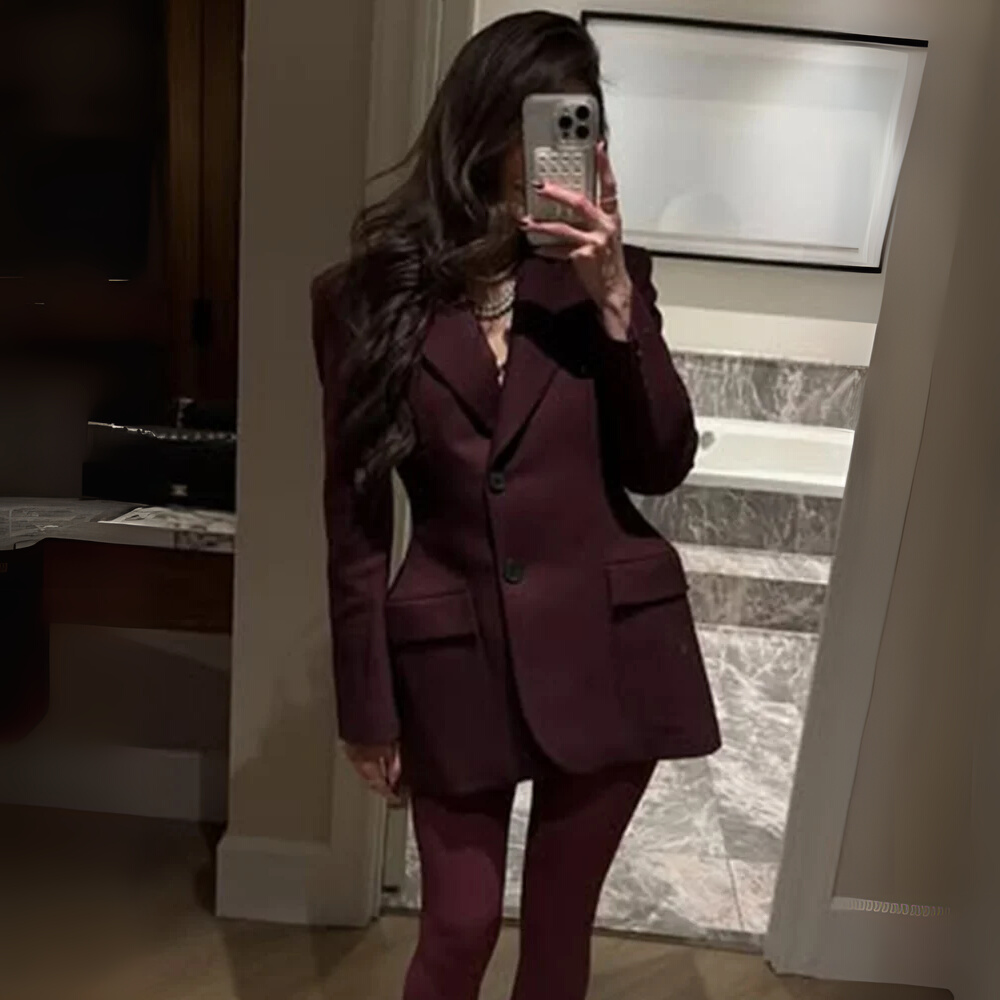 Double-Breasted Slim Waist Blazer