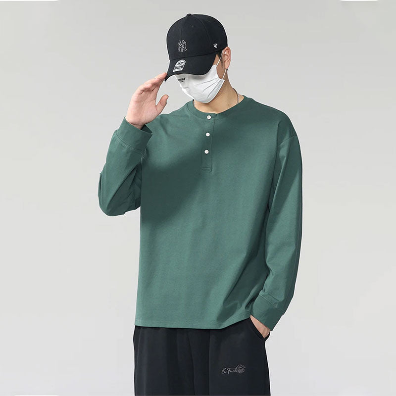 Minimalist Stand-Placket Pullover Blouse