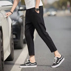 Breathable Grid Slim Straight-Leg Pants