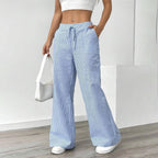 Stripe Color-Block Wide-Leg Pants