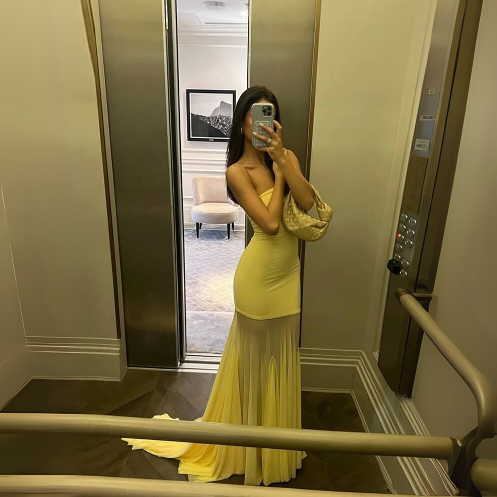 Patchwork Mesh Backless Party Dress