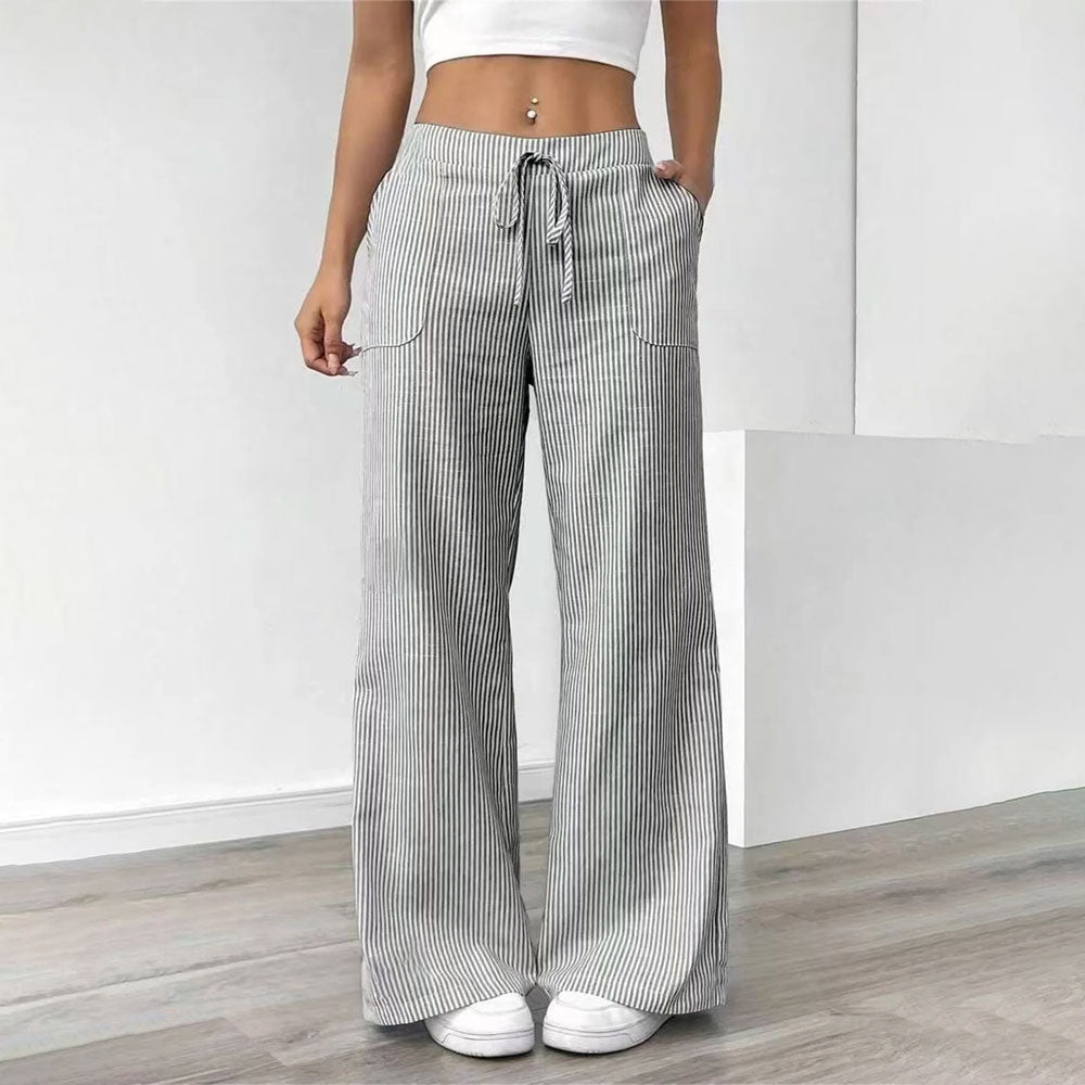 Stripe Color-Block Wide-Leg Pants