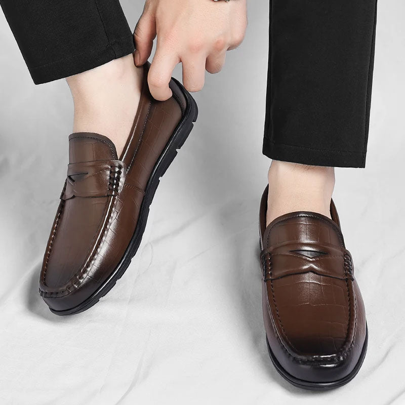 Pointed Toe Leather Moccasin Loafer