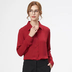 Loose Solid Color Chiffon Long-Sleeve Blouse