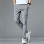 Breathable Grid Slim Straight-Leg Pants