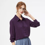 Loose Solid Color Chiffon Long-Sleeve Blouse