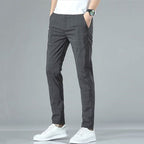 Breathable Grid Slim Straight-Leg Pants