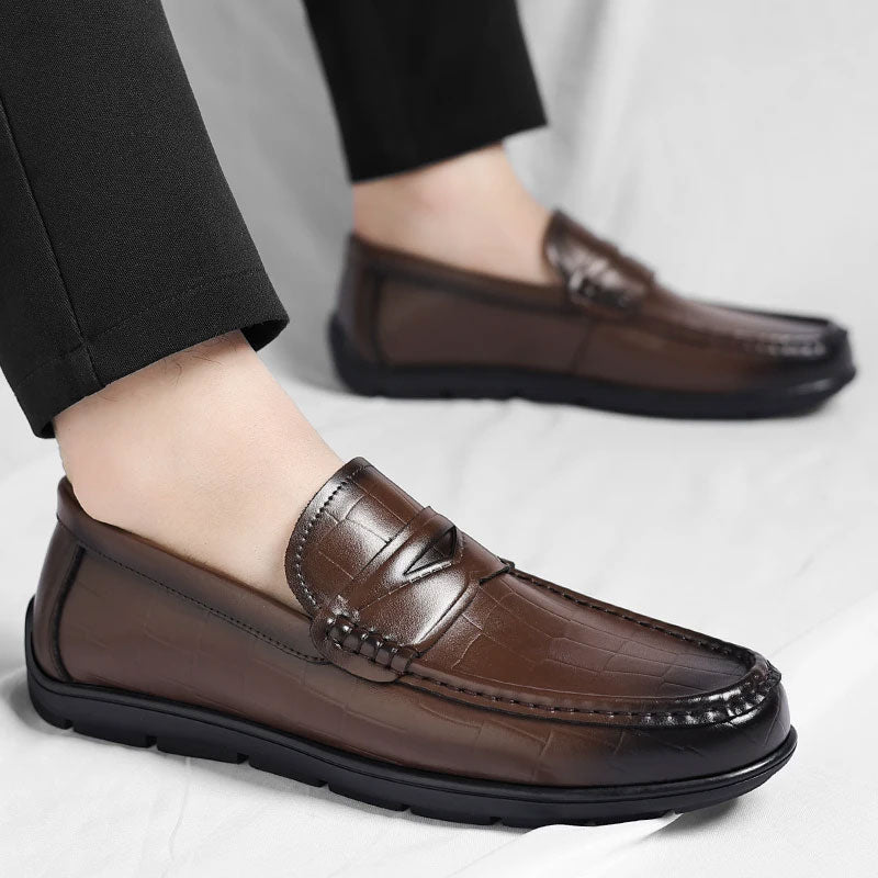Pointed Toe Leather Moccasin Loafer