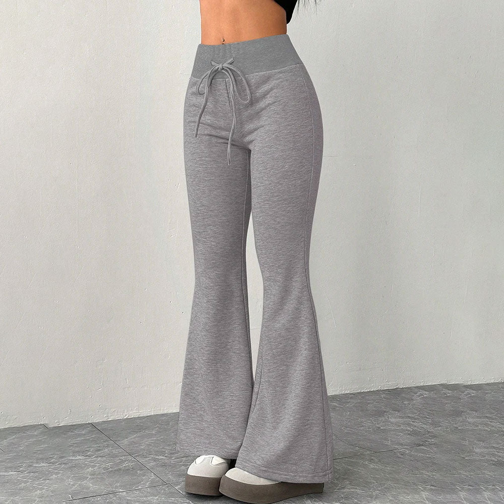 Slim Lace-Up Solid Trousers