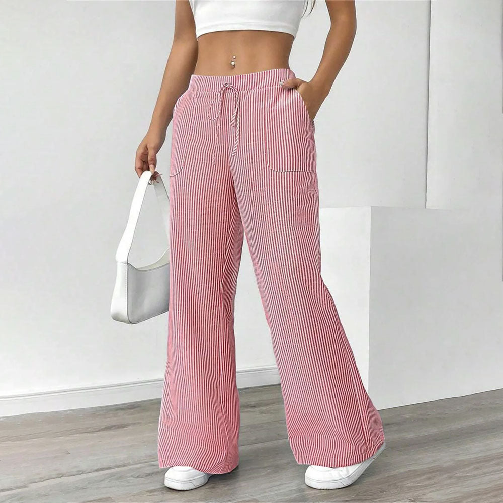 Stripe Color-Block Wide-Leg Pants