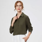 Loose Solid Color Chiffon Long-Sleeve Blouse