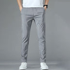 Breathable Grid Slim Straight-Leg Pants