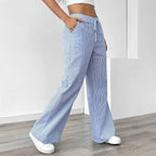 Stripe Color-Block Wide-Leg Pants