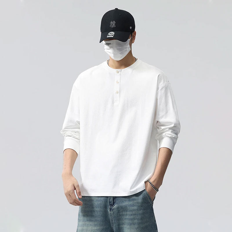 Minimalist Stand-Placket Pullover Blouse