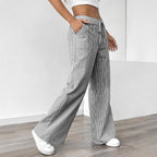 Stripe Color-Block Wide-Leg Pants