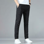 Breathable Grid Slim Straight-Leg Pants