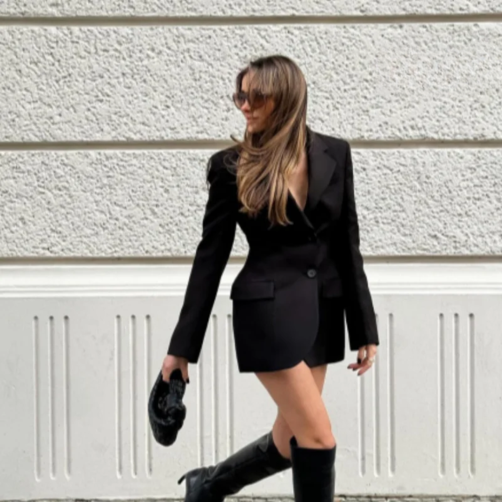 Double-Breasted Slim Waist Blazer