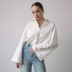 Loose White Cotton Lapel Blouse