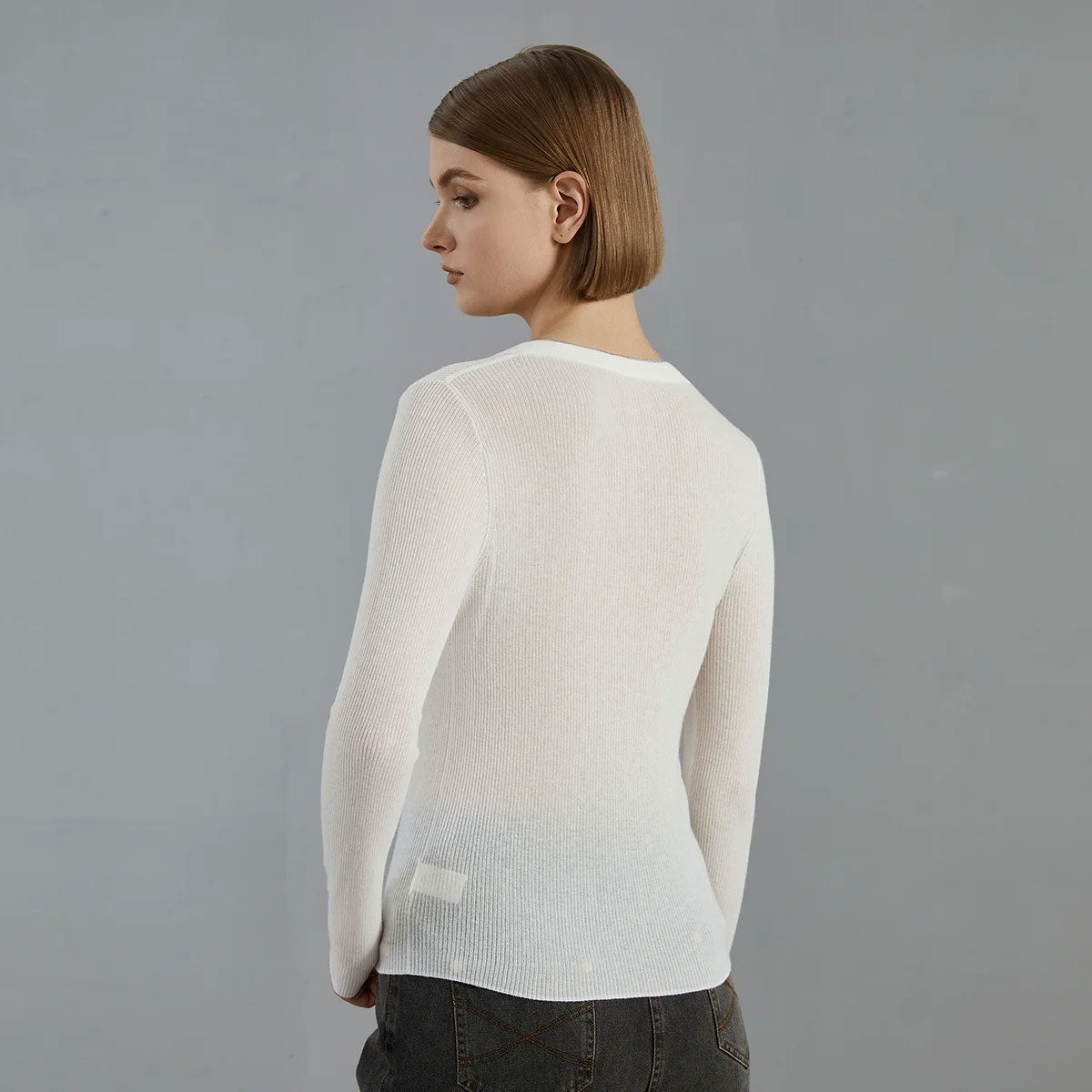 Lightweight Wool-Blend V-Neck Sweater