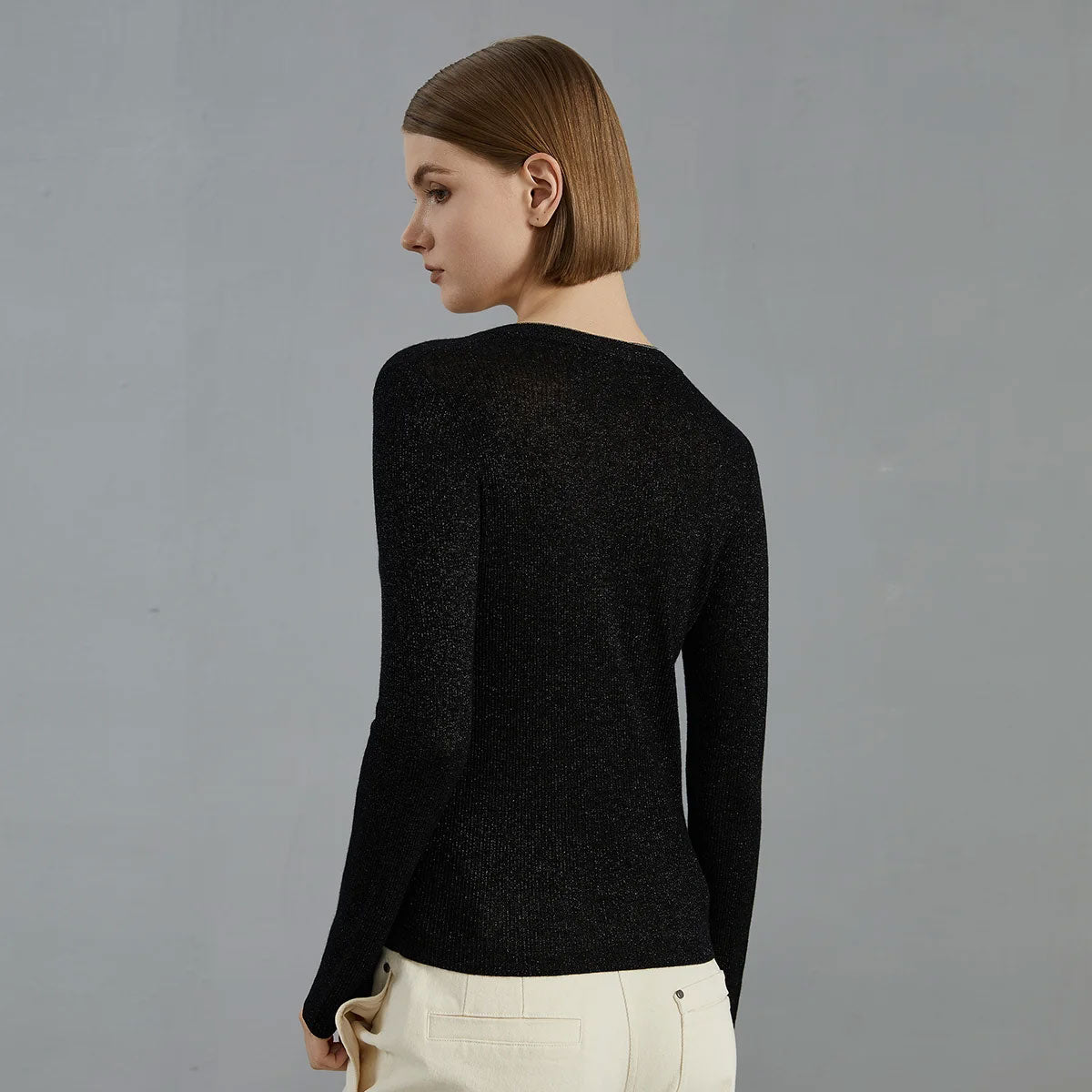 Lightweight Wool-Blend V-Neck Sweater