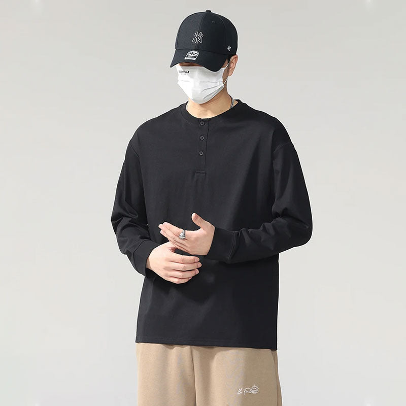 Minimalist Stand-Placket Pullover Blouse