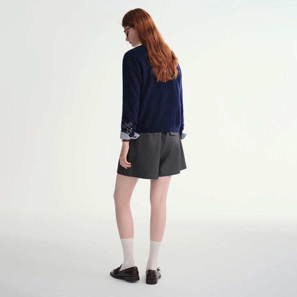 Pet-Motif Wool Knit Cardigan