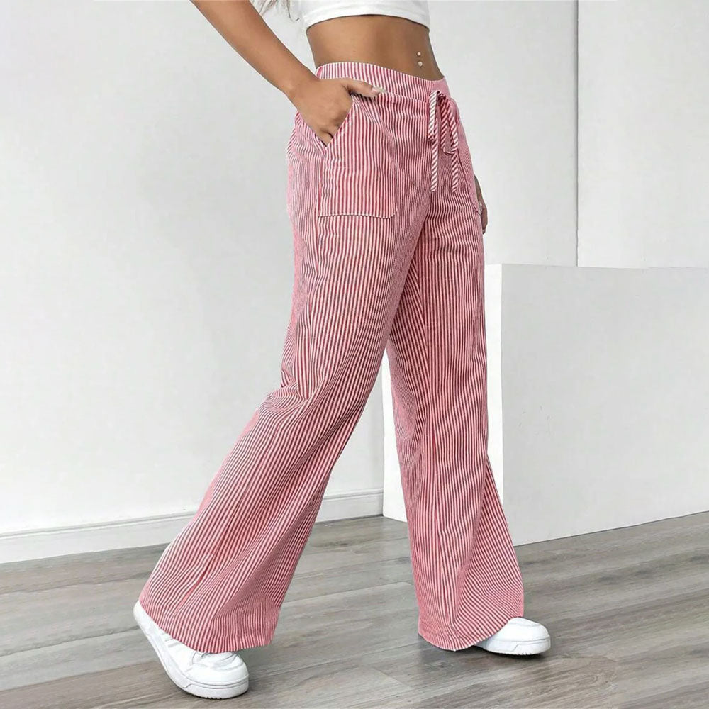 Stripe Color-Block Wide-Leg Pants
