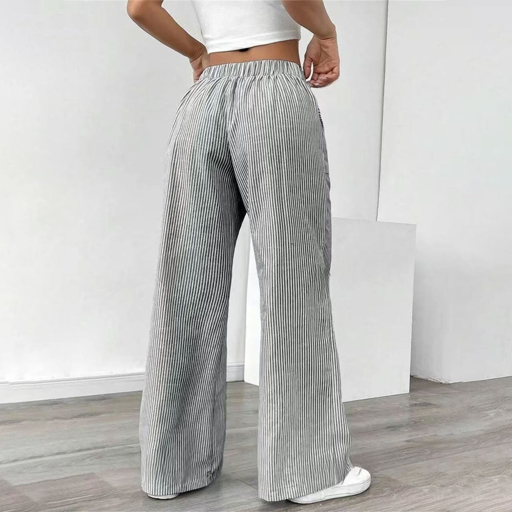 Stripe Color-Block Wide-Leg Pants