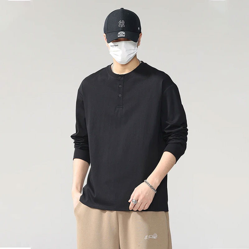 Minimalist Stand-Placket Pullover Blouse