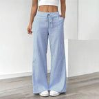 Stripe Color-Block Wide-Leg Pants