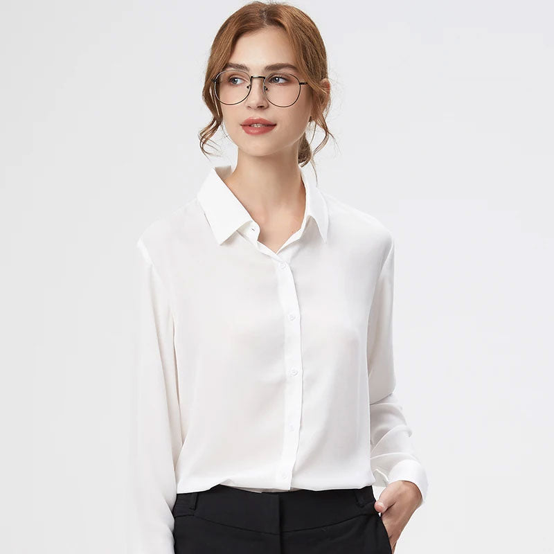 Loose Solid Color Chiffon Long-Sleeve Blouse